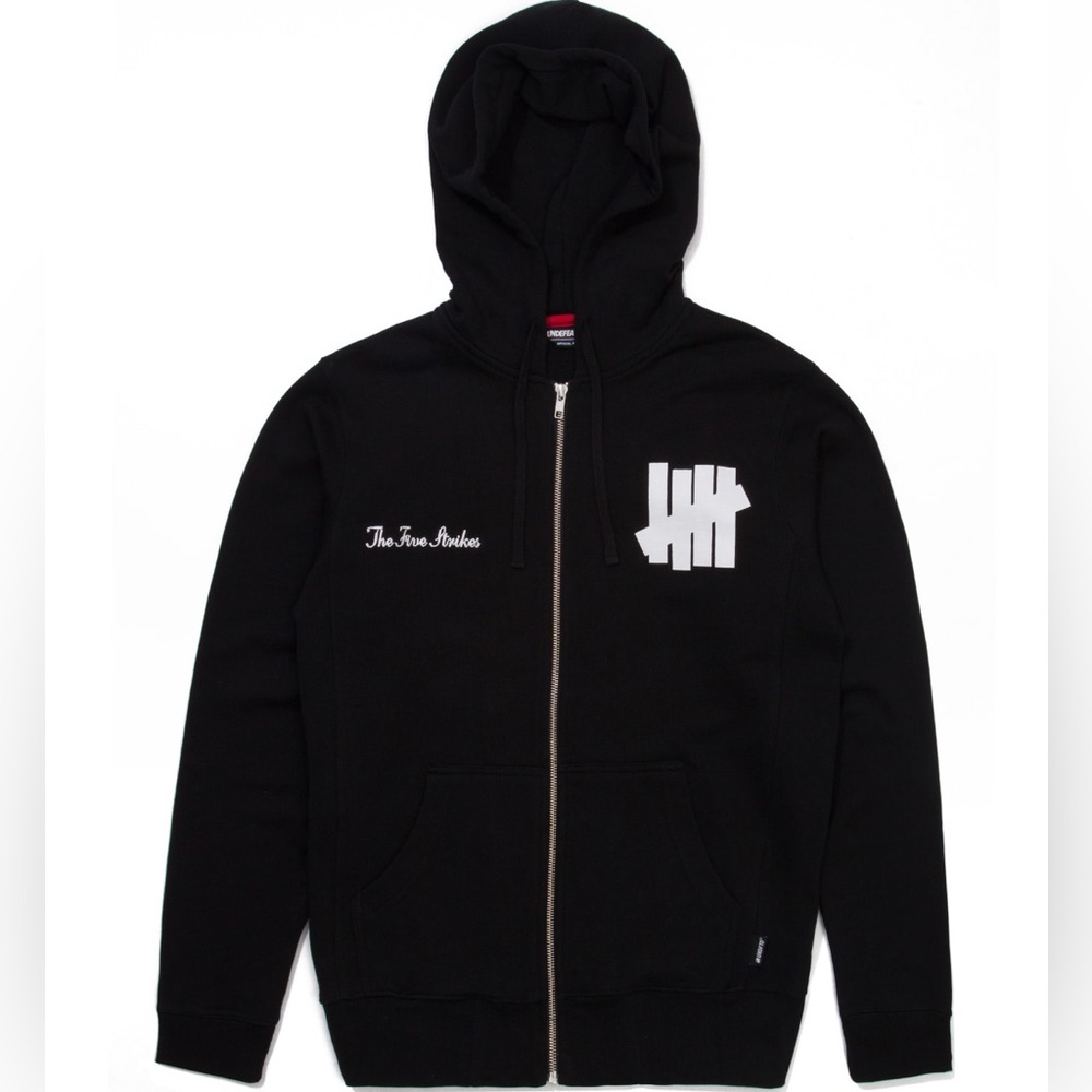 Undefeated Black Zip-Up Hoodie with White Chest Logo